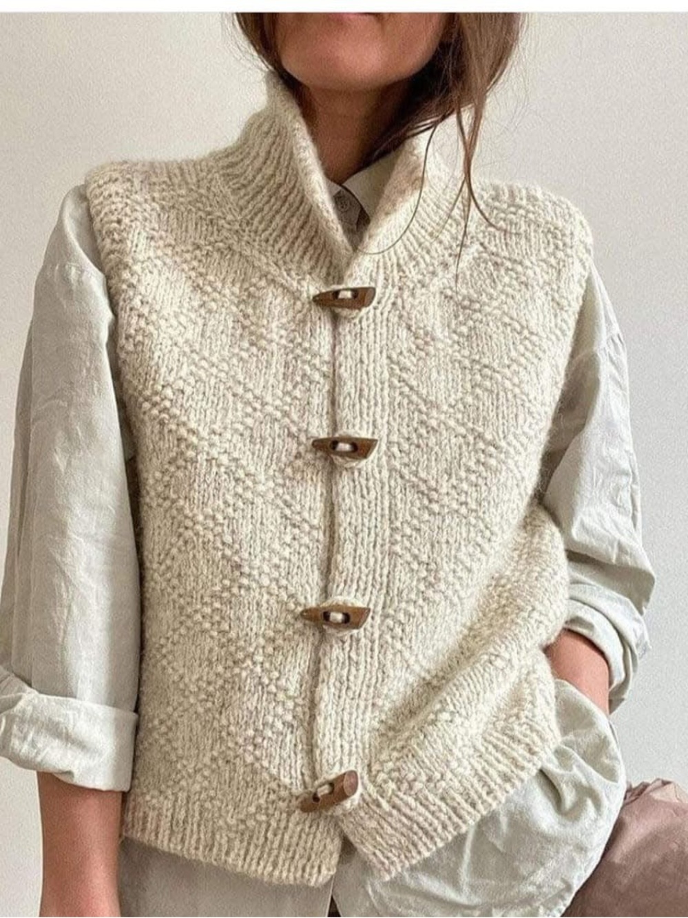 🌙Cottagecore Wool boho vest w toggle buttons Country Farmhouse equestrian vibe